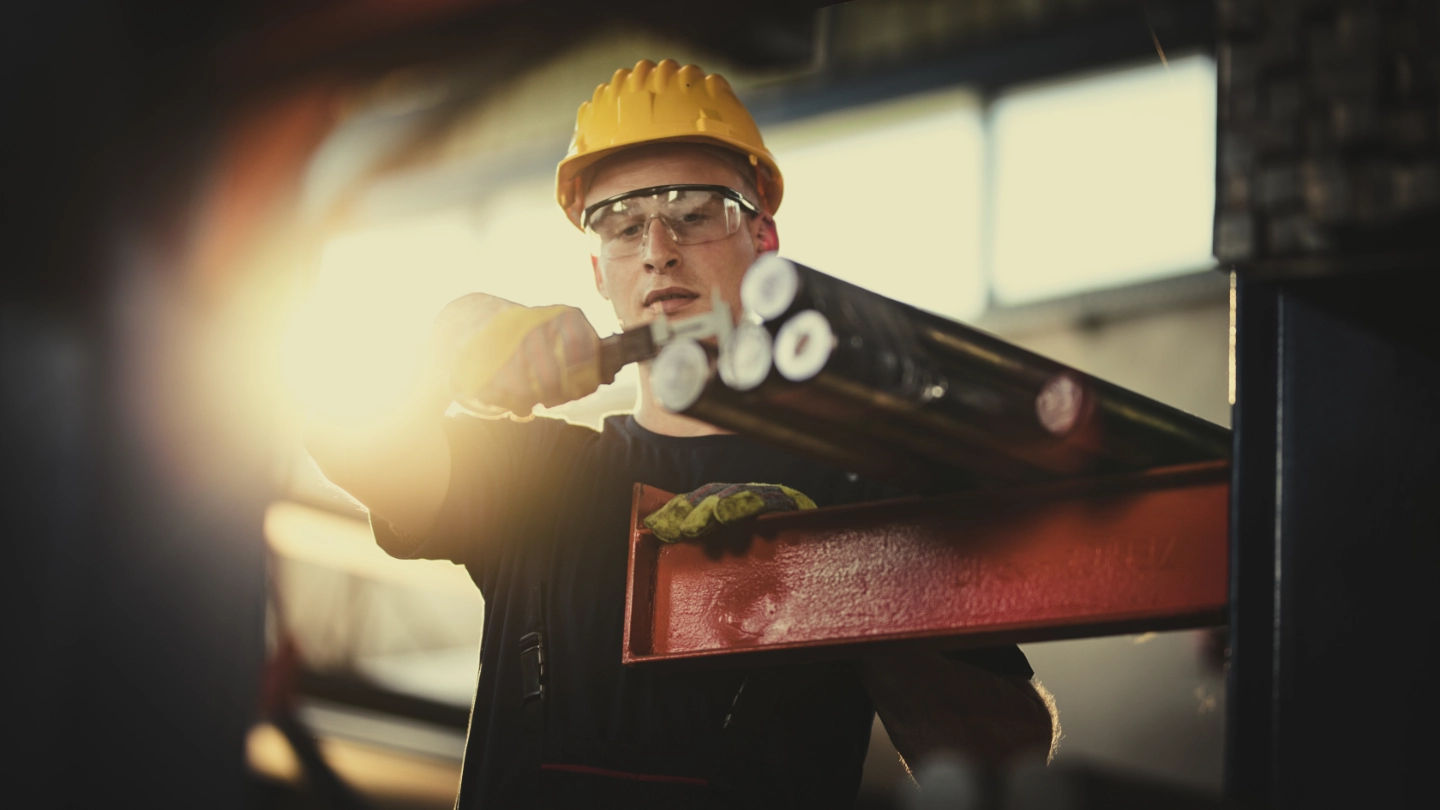 Engineer working with a precision tool Engineer working with a precision tool